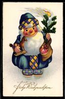 Weihnachtsmann mit Tannenzweig und Holzp
