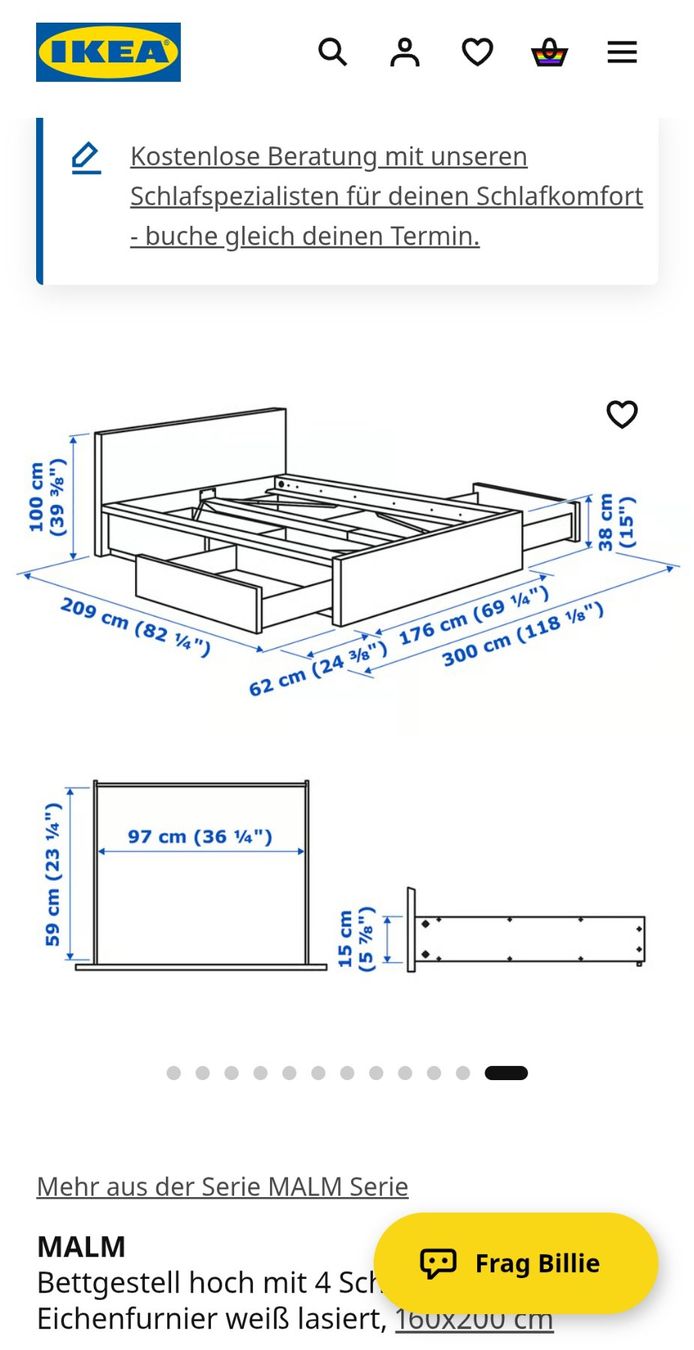 Ikea Letti: MALM Bettgestell hoch mit 4 Schubladen mit 2 Lattenroste – Usato da Zürich venduto da efs_vck6 3