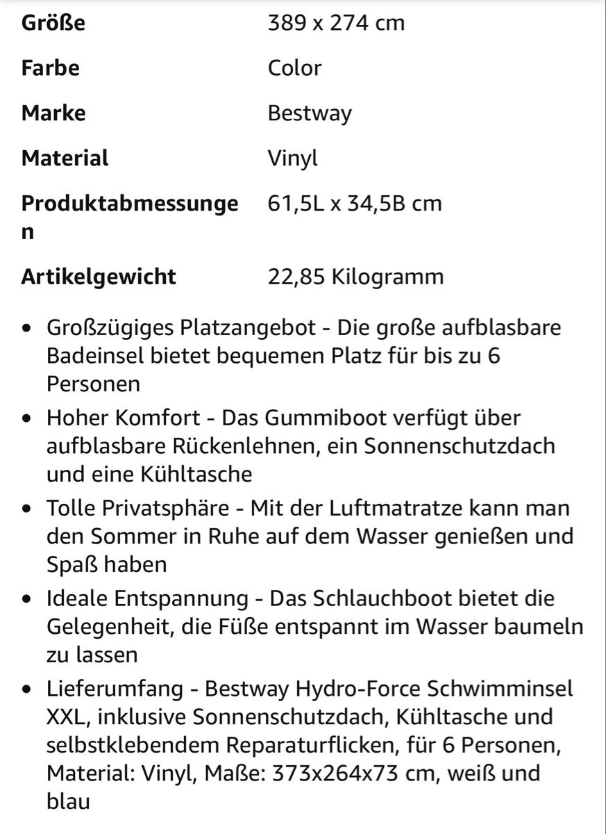 Bestway Boote: Bestway 6-Personen badeinsel – Gebraucht aus Basel von tep_rhw2 3