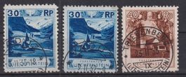 Liechtenstein 1938: 3 Werte Landschaftsbilder