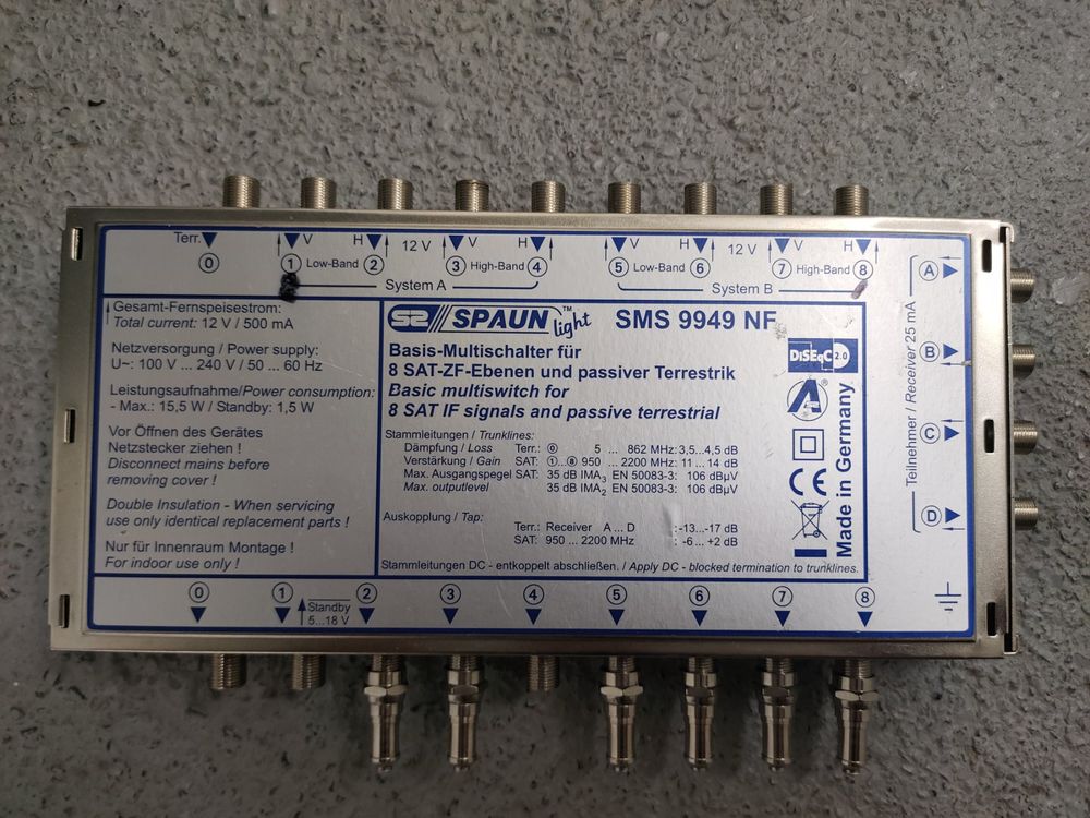 Satelliten Multiswitch Spaun SMS 9949 NF | Kaufen auf Ricardo