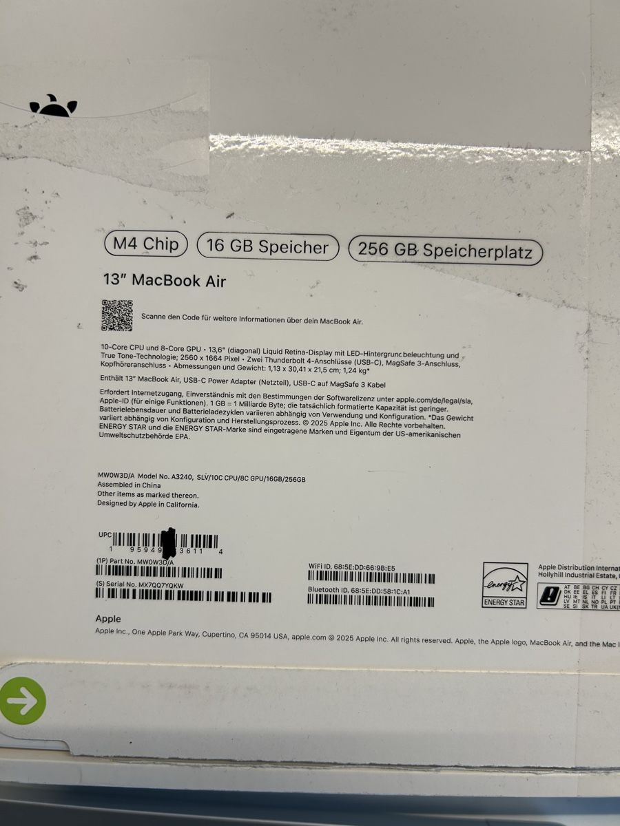 Apple Notebook: Mac Book Air M4 – Nuovo (secondo la descrizione) da Fislisbach venduto da amgt 5