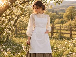 🤍 👩🏼‍🍳 Antike Kochschürze weiss mit Spitze Swiss made
