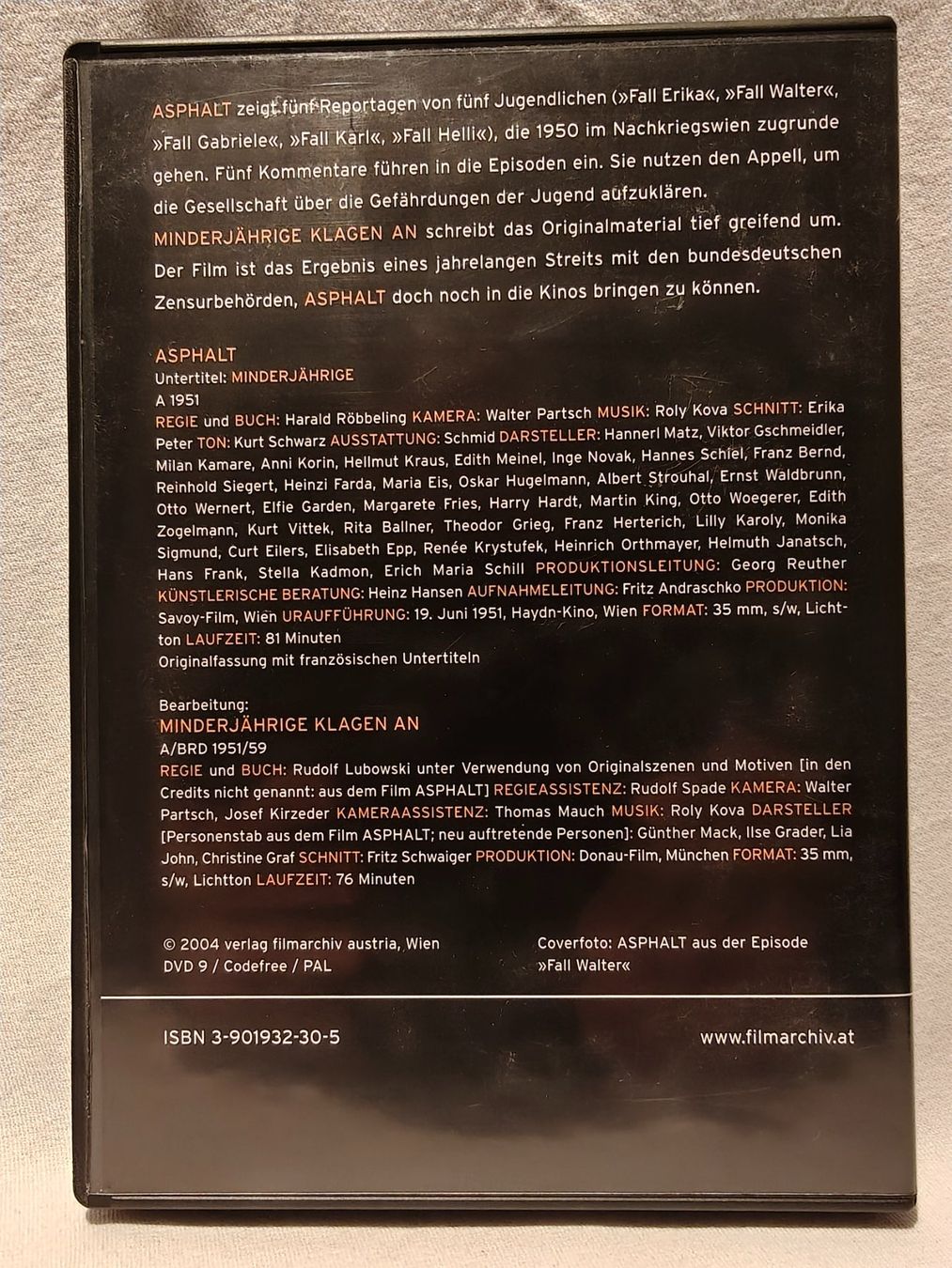 Tutti i DVDs: Asphalt / Minderjährige klagen an – Usato da Gutenswil venduto da Vulcano21 1