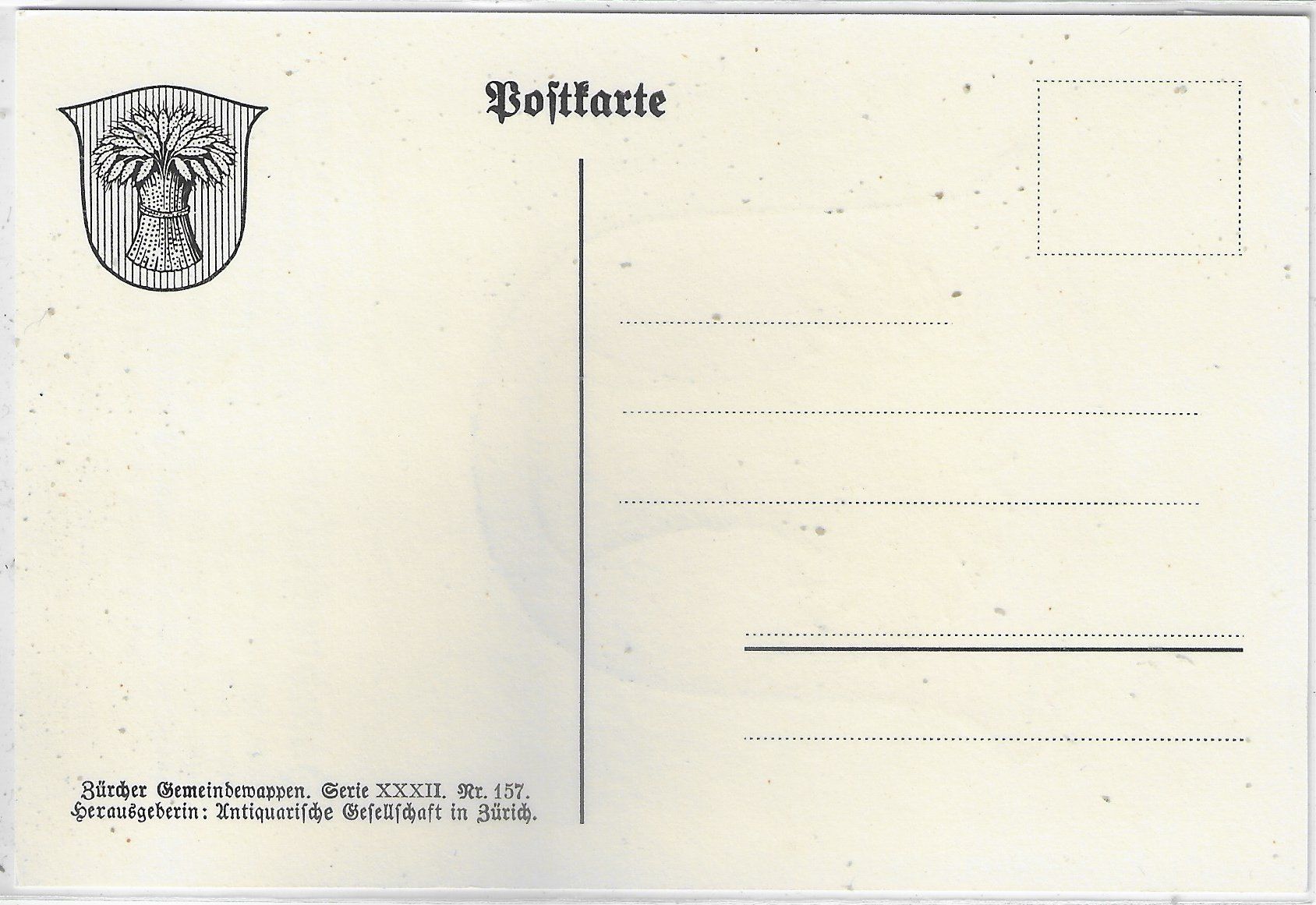 Cartoline postali: Hombrechtikon ZH - Gemeindewappen – Usato da Ettingen venduto da Kartenplanet 1