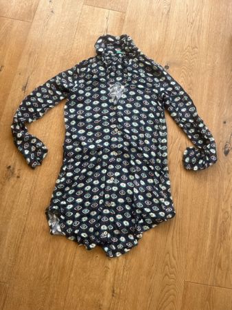 Damen Kleid dunkelblau mit Augenmuster Grösse S
