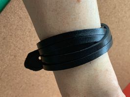 Armband Herren schwarz diagonal (Lederarmband)