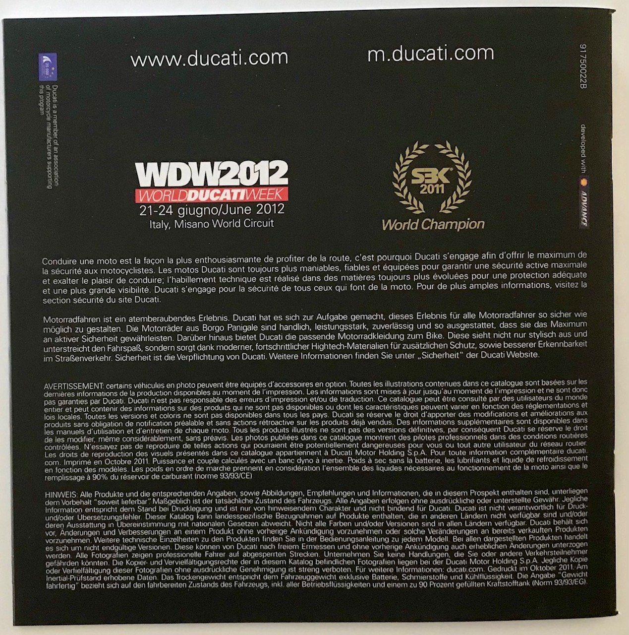 Ducati Dokumente: Ducati Prospekt Gesamtprogramm 2012 – Gebraucht aus Strengelbach von Omobono 1