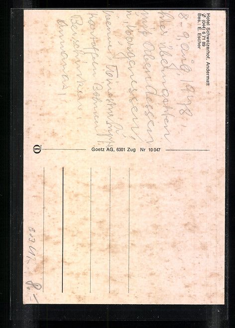 Ansichtskarten: AK Andermatt, Hotel Schweizerhof – Gebraucht aus Berlin von bartko-reher 1