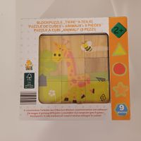 Puzzle cube animaux, 9 pièces, dès 2 ans NEUF