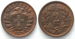 EIDGENOSSENSCHAFT 2 Rappen 1928 Bronze SELTENES JAHR! unz