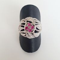 Vintage 800 er Silber Ring mit Rubinen, Grösse 17.9 mm