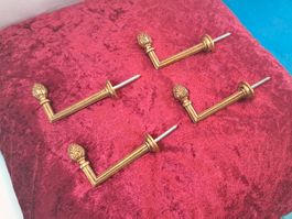 4 Vintage Vorhang / Raff Hakenschrauben, Messing (3859#FBS2)