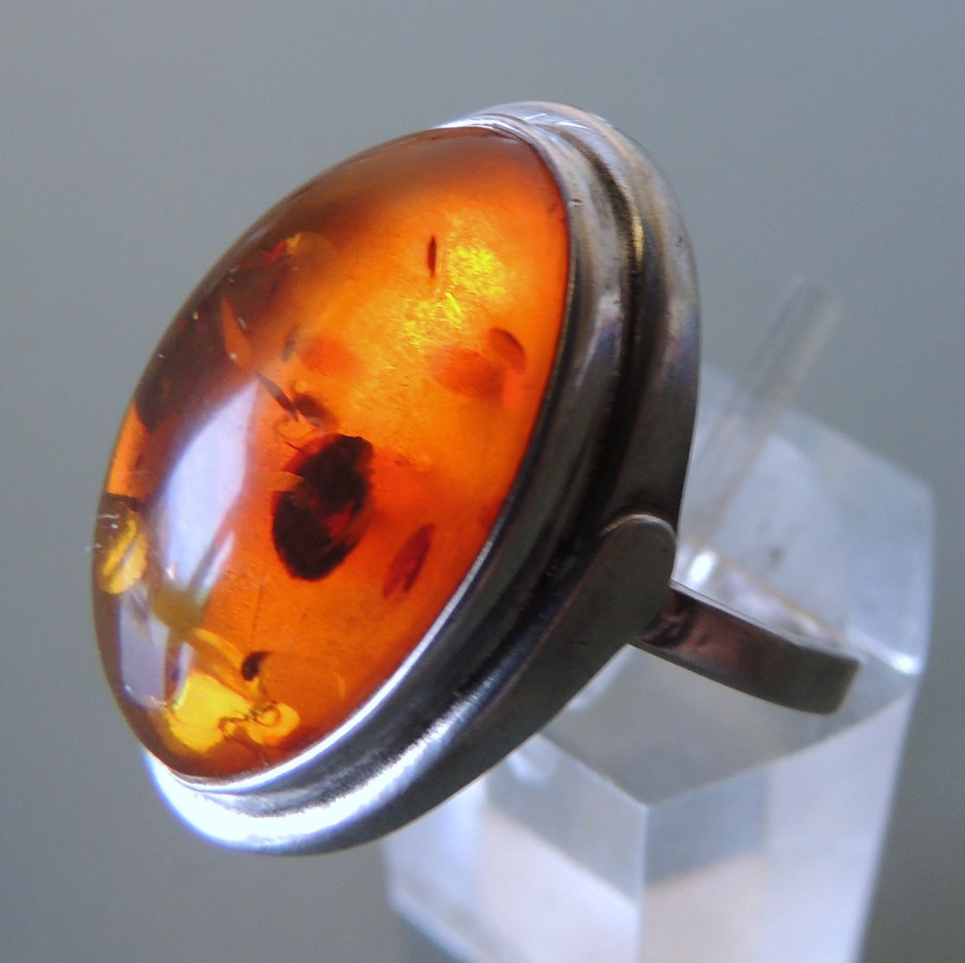 Ringe: Silber 925 Bernstein Fingerring Gr. 55 – Gebraucht aus Waldenburg von schaller707