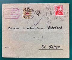 Briefmarke Helvetia 10 Rp./Nachgebühr 50 Rp.