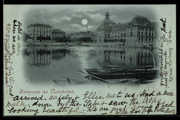 Cartoline postali: Mondschein-AK Neuchâtel, Uferpartie mit – Usato da Berlin venduto da bartko-reher