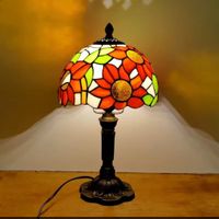Lampe de Table vintage  en verre et résine style Tiffany