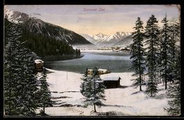 AK Davos, Davoser See im Winter, 1913