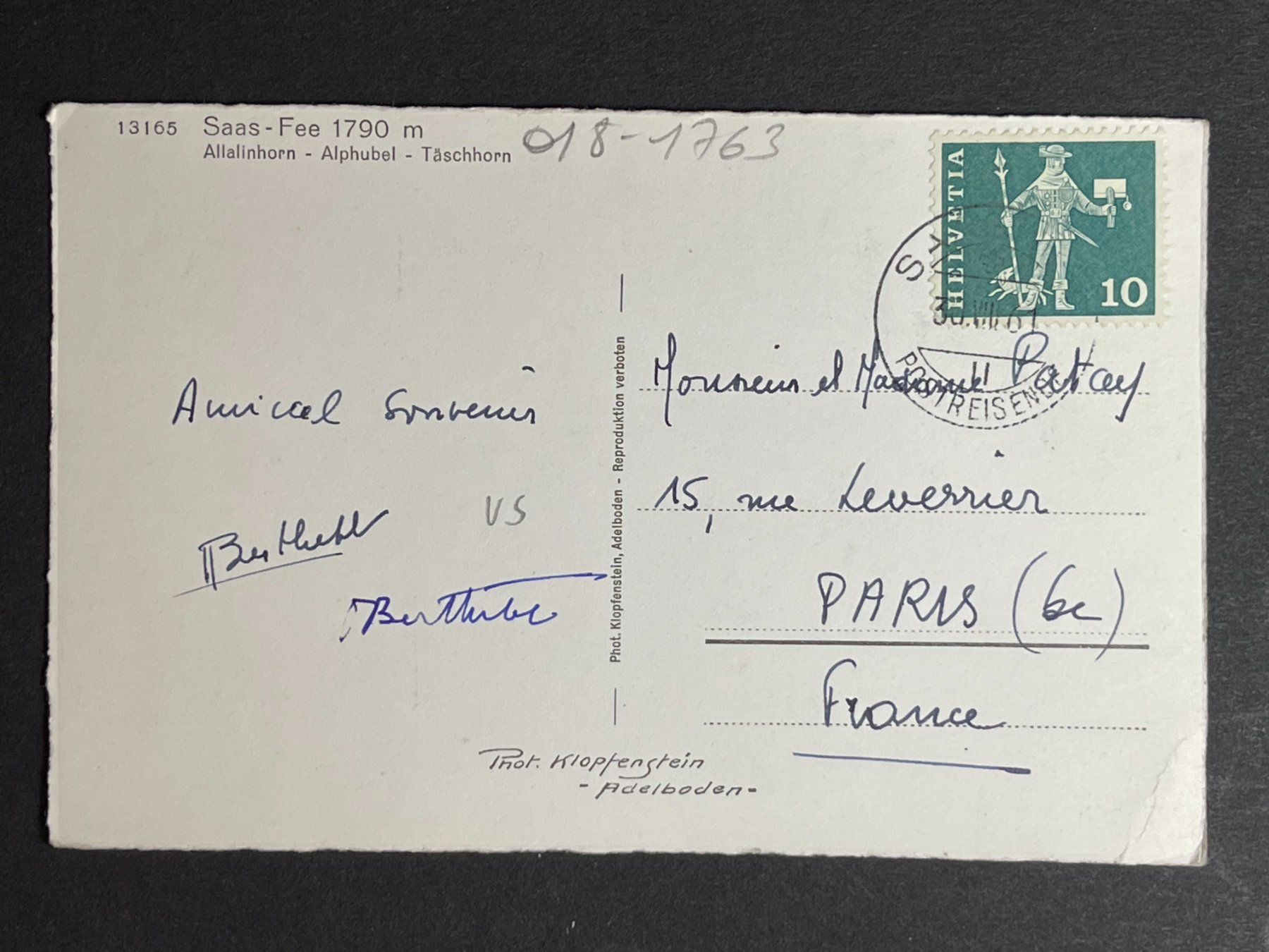 Cartoline postali: Saas-Fee, Allalinhorn - Alphubel - Täschhorn – Usato da Steg VS venduto da danwer74 1