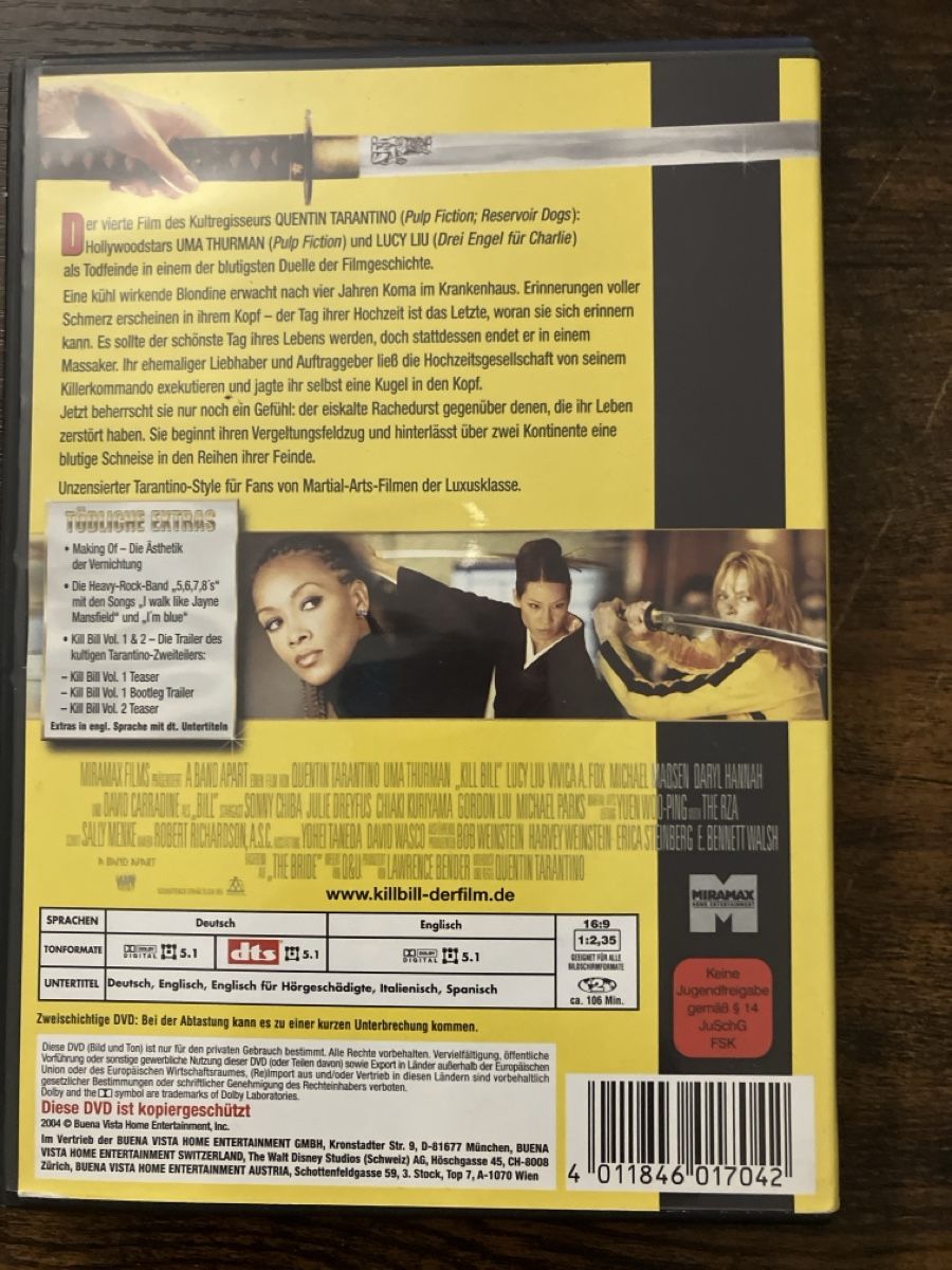 Tutti i DVDs: Kill Bill Volume 1 DVD – Usato da Glarus venduto da Jhuber78 1