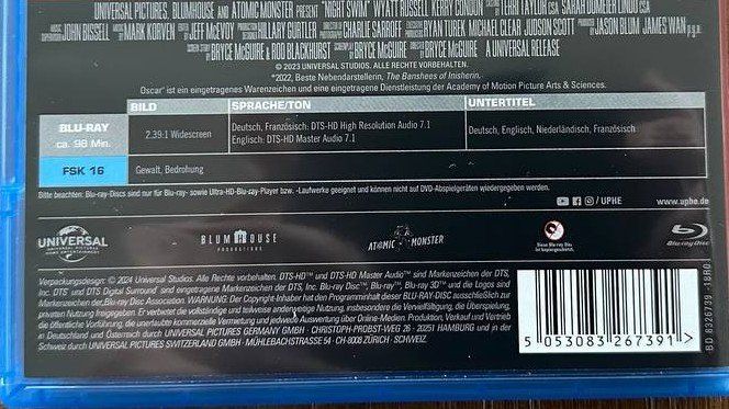 Tutti i DVDs: Night Swim - Blu-ray - Horror - Top Zustand – Usato da Beringen venduto da Mantafisch1 2