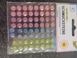 1 Bogen Glitzersteine selbstklebend pastel 10mm neu