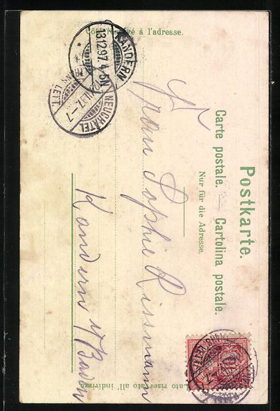 Cartoline postali: Vorläufer-Lithographie Neuchâtel, 1895 – Usato da Berlin venduto da bartko-reher 1