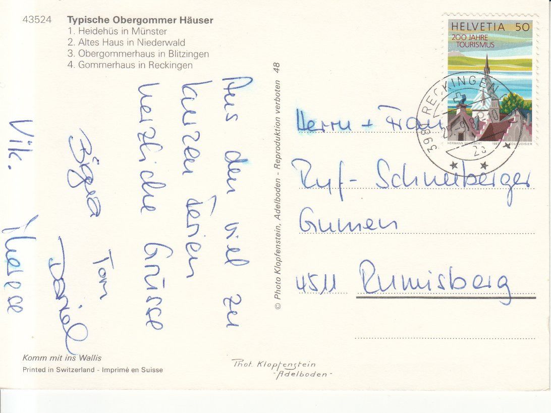 Ansichtskarten: Obergoms 1987 – Gebraucht aus Bürglen TG von StampGraf 1