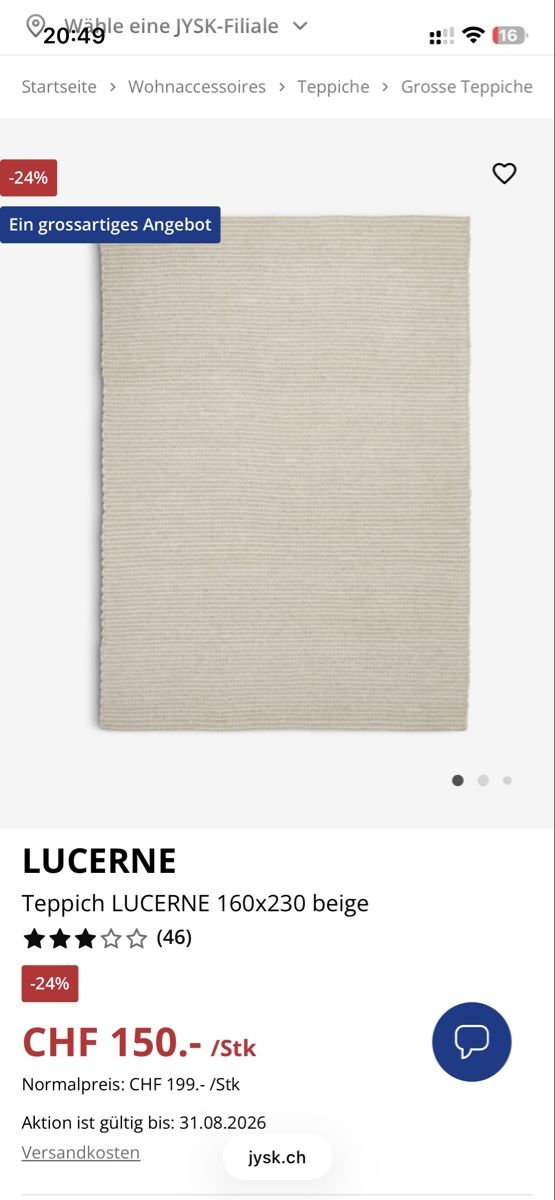 Jysk Tappeti: Teppich Lucerne, Jysk, creme/weiss – Usato da Wettingen venduto da Armonia03