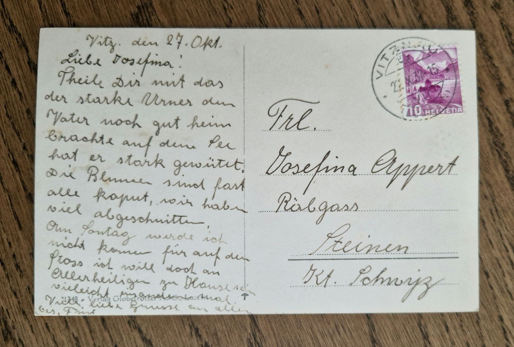 Cartoline postali: SK Vitznau, nach Steinen 1937 – Usato da Ebikon venduto da Donar50 1