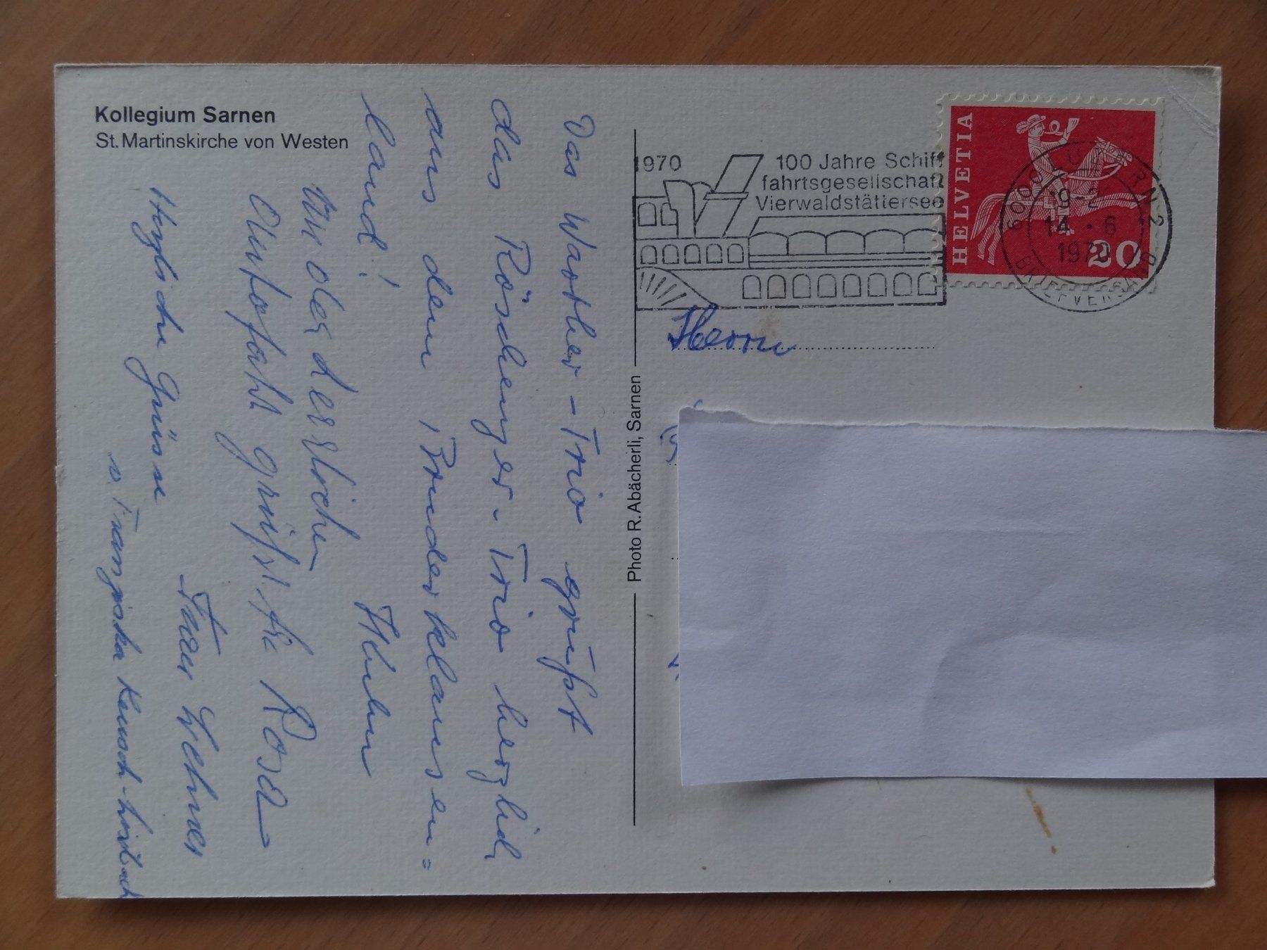 Cartoline postali: Kollegium - Sarnen - 1970 – Usato da St Léonard venduto da Riglin 1