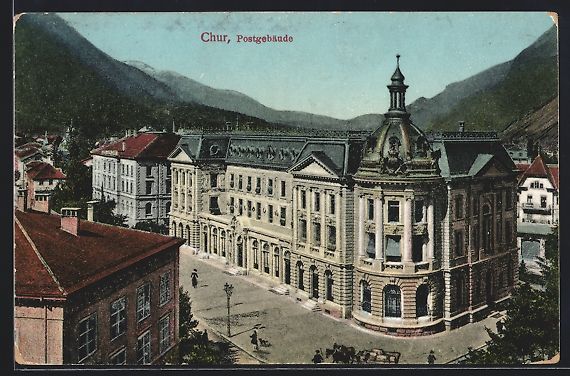 Cartoline postali: AK Chur, Postgebäude mit Strassenpartie – Usato da Berlin venduto da bartko-reher