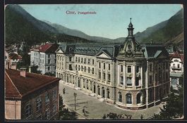 AK Chur, Postgebäude mit Strassenpartie