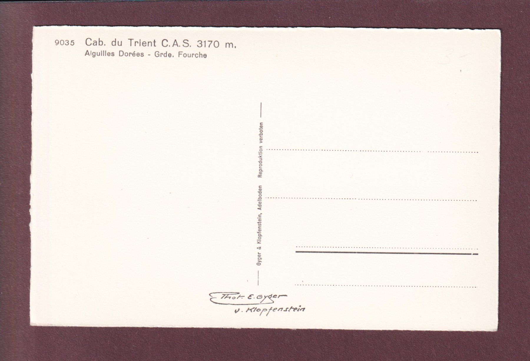 Cartoline postali: Cabane du TRIENT - Aiguilles dorées – Usato da Pully venduto da nicecards 1