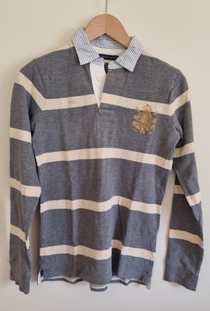 Ralph Lauren Rugby Shirt grau/weiss gestreift Grösse S 