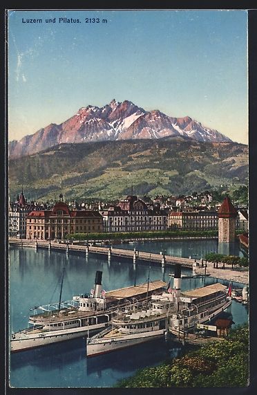 Cartoline postali: AK Luzern, Gesamtansicht mit Dampfer – Usato da Berlin venduto da bartko-reher