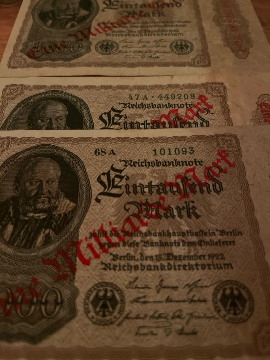 Banknoten: Geldscheine Notgeld Scheine 1 Milliarde Mark – Gebraucht aus Dietikon von Ute7092 1