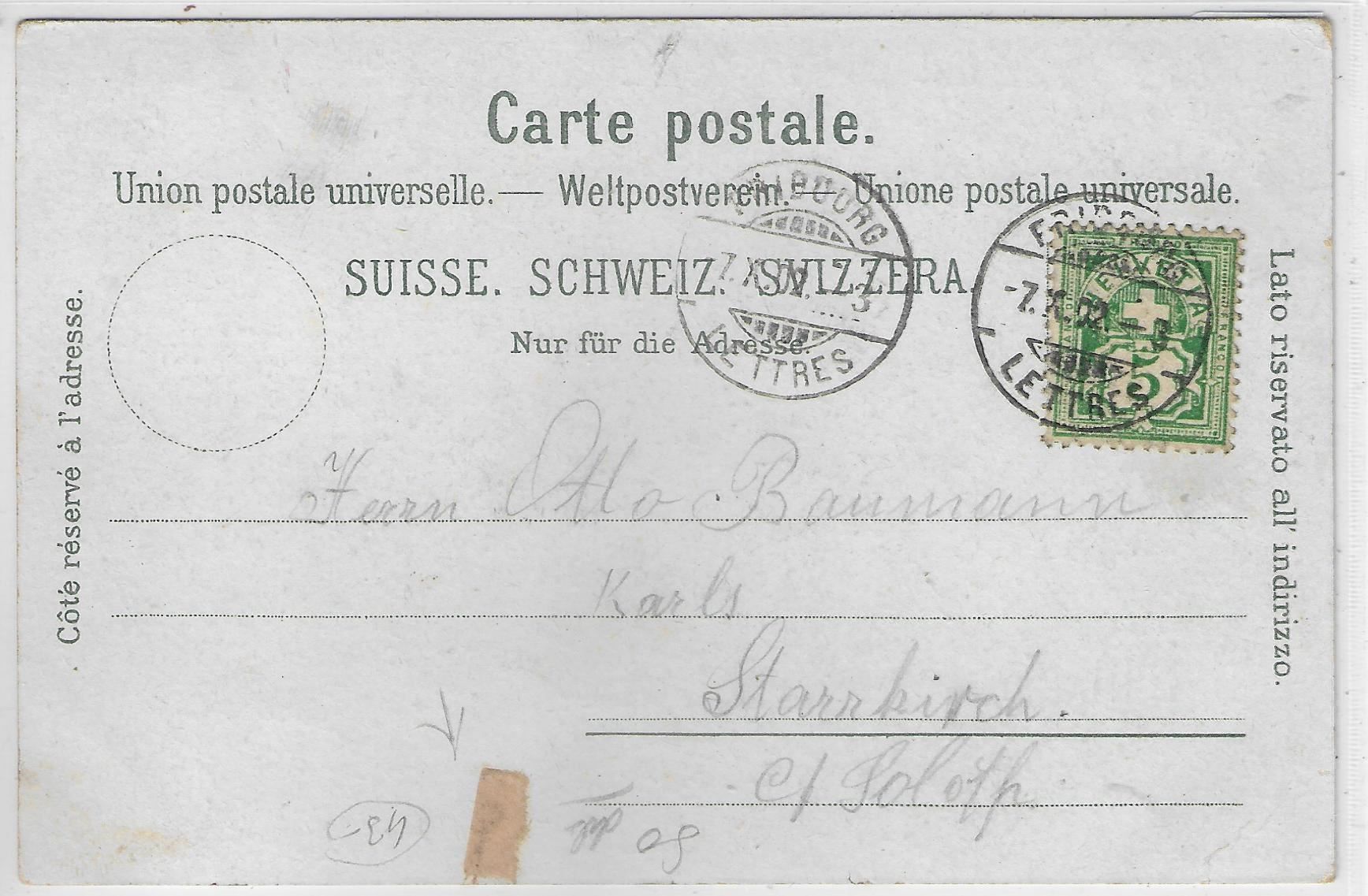 Ansichtskarten: Gruss aus Kappel SO - Litho 1902 – Gebraucht aus Ettingen von Kartenplanet 1