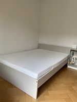 Bett 140x200 cm beige Nachttisch Regal Schrank Set