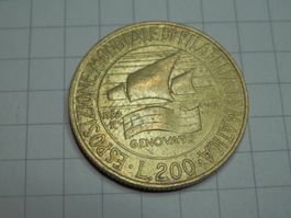 Italien 200 Lire, 1992 Briefmarkenausstellung in Genua 1992