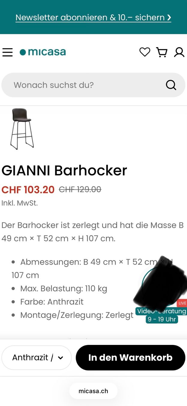 Micasa Set de table et chaises: Bartisch mit 4 Barhockern von Micasa – D'occasion à Gossau SG par Jas_i 3