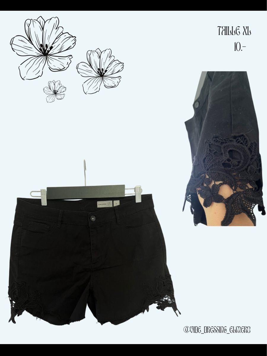 Pantaloni: Short noir avec dentelle – Nuovo (secondo la descrizione) da Massonnens venduto da Rebelle88