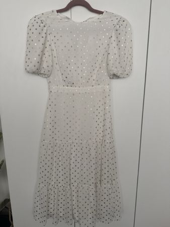 Ted Baker Dress White & Gold polka dots Size S EU36