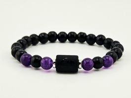 Herrenarmband Sternzeichen Fische Holzperlen/Amethyst