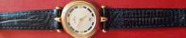 Élégante montre Edox vintage, plaqué or, bracelet cuir
