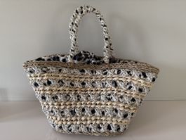 Sommer Strandtasche Leo-Muster gefüttert & mit Henkeln