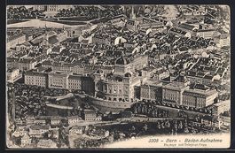 AK Bern, Ballon Aufnahme der Stadt, 1913