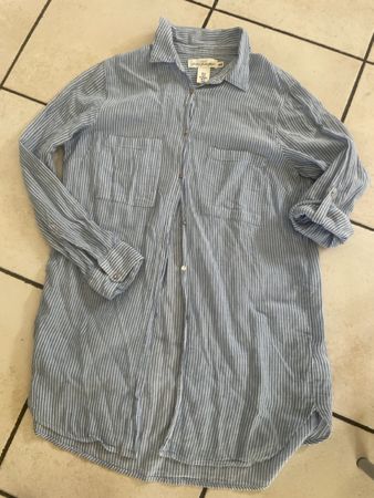H&M Long Bluse, Gr. 40, blau-weiss gestreift, Langarm
