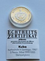 Silber Münze 12 gr Kuba 5 Pesos 1987 Zertifikat Auflage 2500