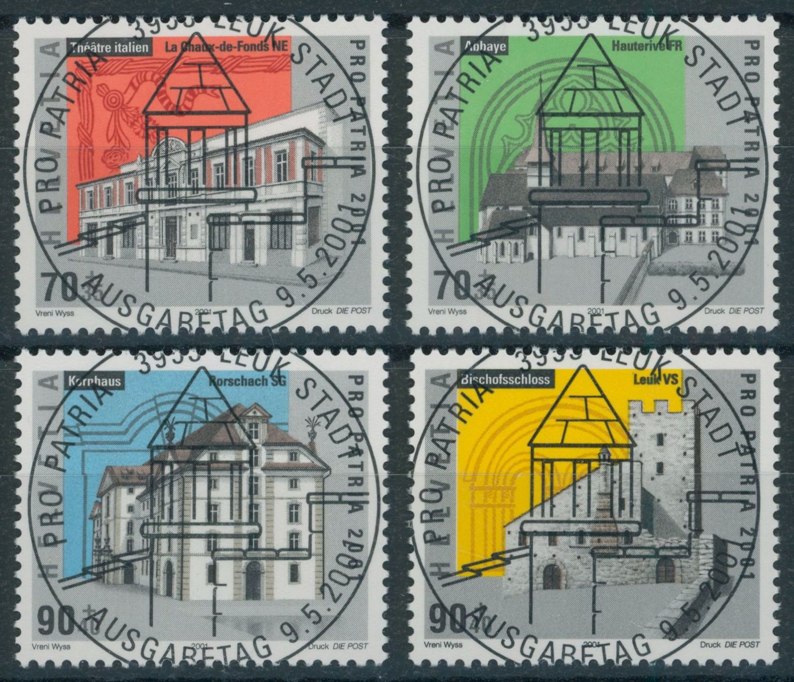 Tutti i francobolli: 2001 - Pro Patria - Ersttag Voll Stempel ET – Usato da Schindellegi venduto da leecollect